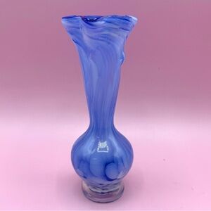 Art Glass Bud Vase Blue Flower Vase